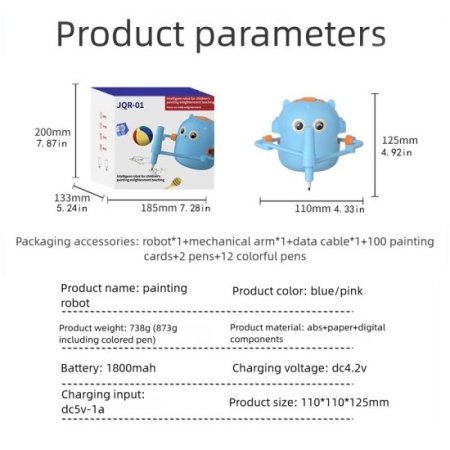 (image for) Drawing Robot For Kids With 100 Cards Interactive Educational Painting Robot Toy With 12 Color Pens For Girls And Boys Ages 3 years and up