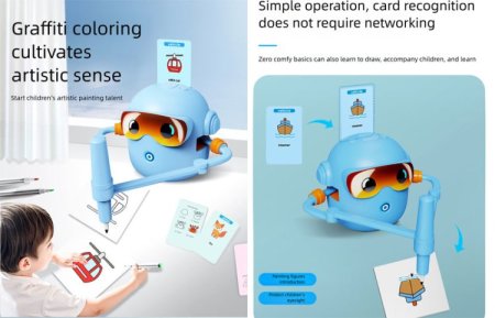 (image for) Drawing Robot for Kids Robot Images For Drawing With 100 Cards Painting Robot With 12 Colorful Pens Gift For Boys And Girls 3 years and up