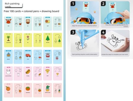 (image for) Drawing Robot for Kids Robot Images For Drawing With 100 Cards Painting Robot With 12 Colorful Pens Gift For Boys And Girls 3 years and up