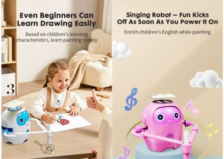 (image for) Drawing Robot For Early Learning Robot Drawing For Kids With 100 Cards Painting Robot With 12 Colorful Pens Gift For Boys And Girls 3 years and up