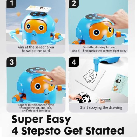(image for) Drawing Robot For Early Learning Robot Drawing For Kids With 100 Cards Painting Robot With 12 Colorful Pens Gift For Boys And Girls 3 years and up