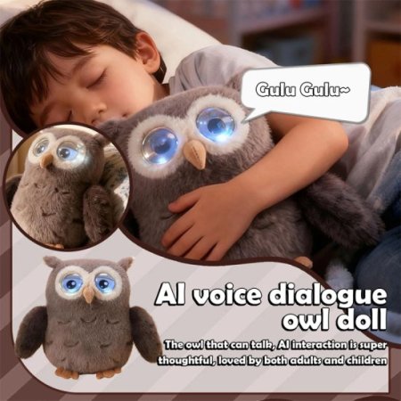 (image for) Ai Smart Owl Interactive Plush Toy GPT-Powered Emotional Companion With Tactile Ai Toys Sensing Glowing Eyes Multilingual Chat App Controlled Ai Stuffed Animal For Kids