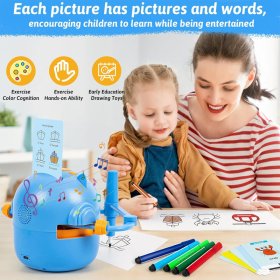 Drawing Robot For Kids With 100 Cards Interactive Educational Painting Robot Toy With 12 Color Pens For Girls And Boys Ages 3 years and up